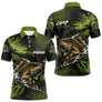 T-Shirt Pêche Carpe All-Over - Green & Noir Personnalisé Prénom - Polo Homme