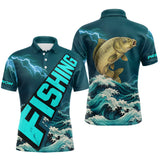 T-Shirt Pêche Carpiste Personnalisé - Bleu Émeraude Anti-UV - Polo Homme