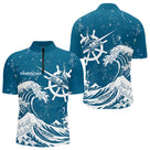 T-Shirt Pêcheur Espadon Bleu & Vagues - Design Ocean Marine - Polo Zippé Homme