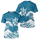 T-Shirt Pêcheur Espadon Bleu & Vagues - Design Ocean Marine - T-Shirt Homme