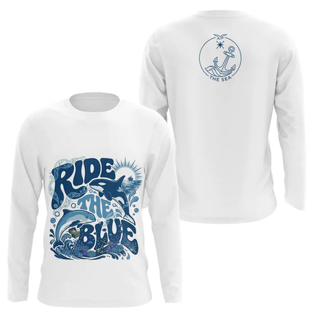 T-shirt Pêche Blanc Longues Manches - Ride The Blue - Long Sleeves Homme
