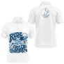 T-shirt Pêche Blanc Longues Manches - Ride The Blue - Polo Homme
