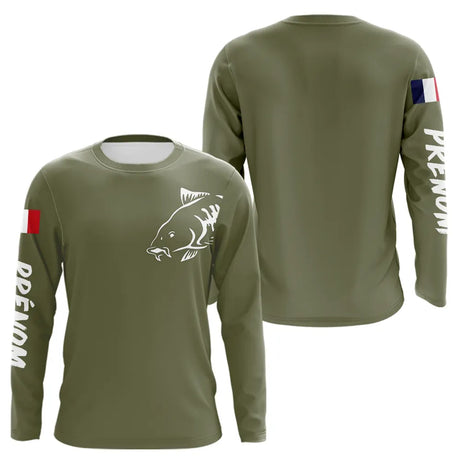 T-shirt Pêche Manches Longues Vert Kaki - Le Carpiste - Long Sleeves Shirt Homme