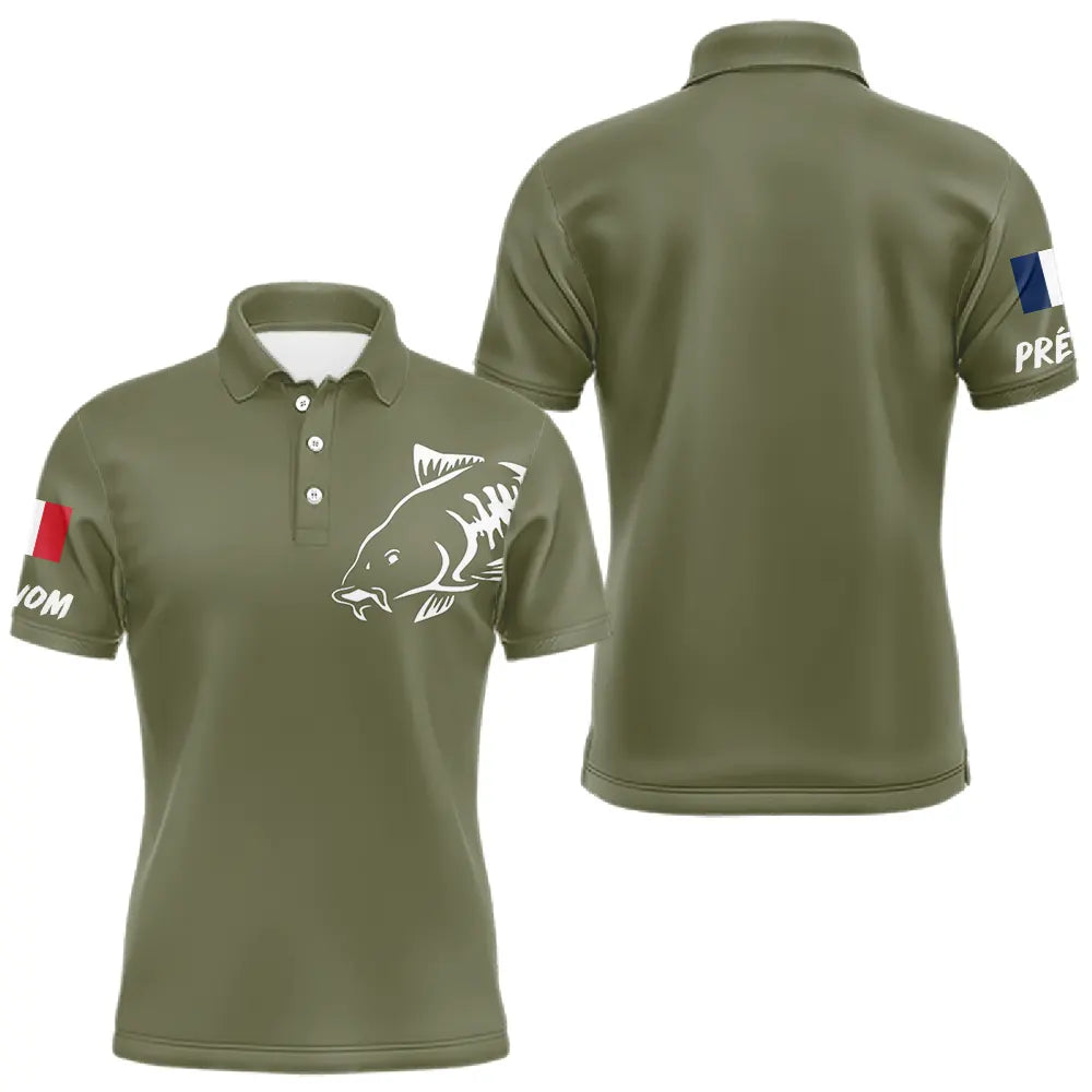 T-shirt Pêche Manches Longues Vert Kaki - Le Carpiste - Polo Homme