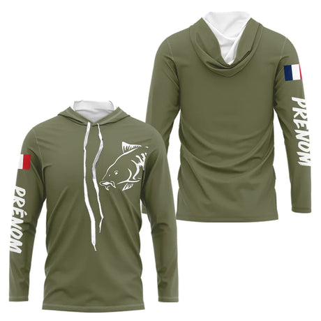 T-shirt Pêche Manches Longues Vert Kaki - Le Carpiste - Sweat Homme