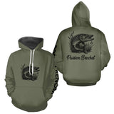 T-shirt Pêche Passion Brochet - Vert Khaki Personnalisé - Hoodie Homme
