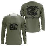 T-shirt Pêche Passion Brochet - Vert Khaki Personnalisé - Long Sleeves Homme
