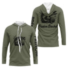 T-shirt Pêche Passion Brochet - Vert Khaki Personnalisé - Long Sleeves Hoodie Homme