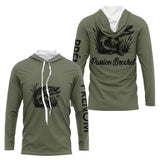 T-shirt Pêche Passion Brochet - Vert Khaki Personnalisé - Long Sleeves Hoodie Homme