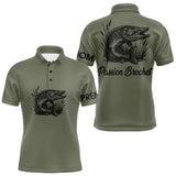 T-shirt Pêche Passion Brochet - Vert Khaki Personnalisé - Polo Homme