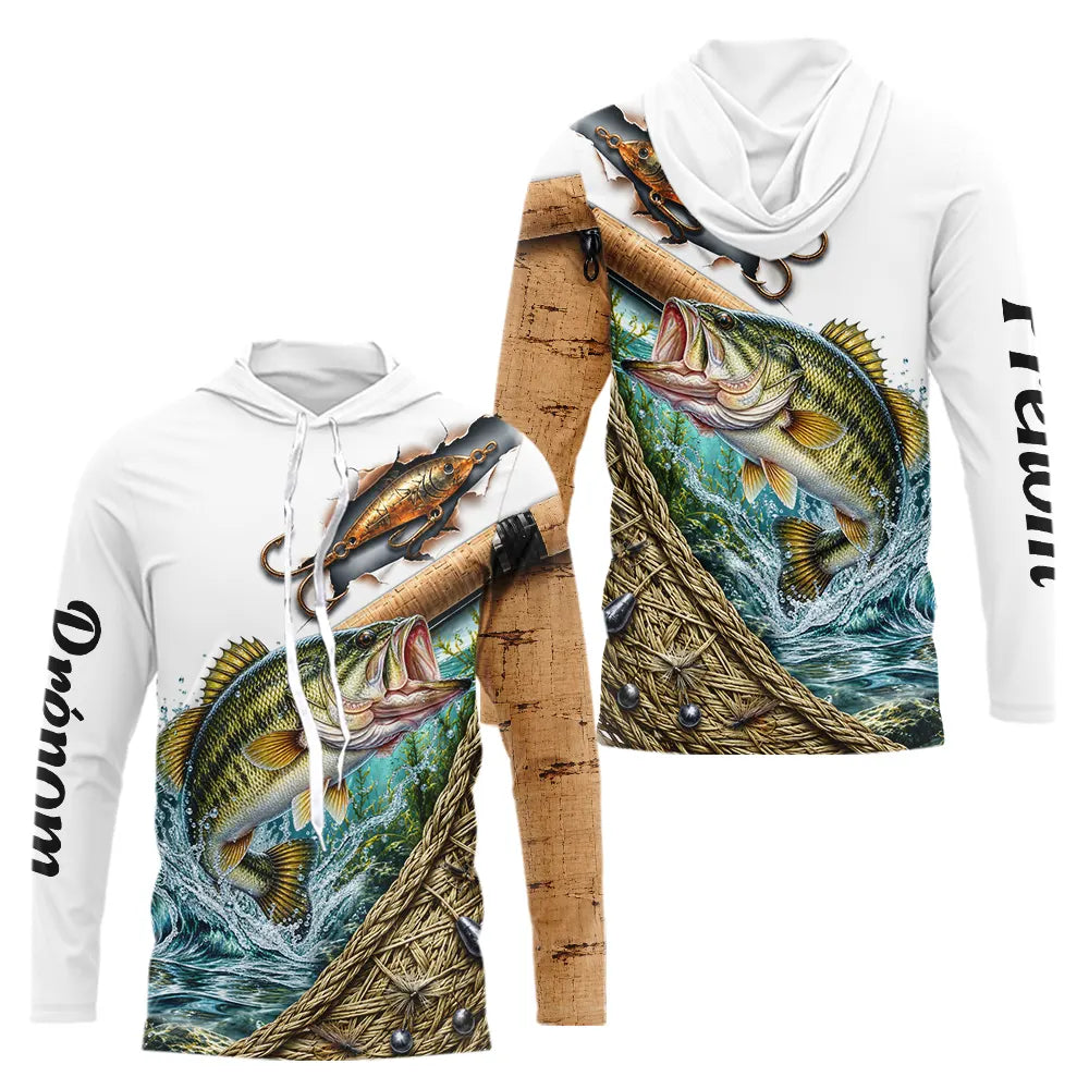 T-shirt Pêcheur 3D Bass Personnalisé Carnassier - Prénom Homme - Long Sleeves Hoodie Homme