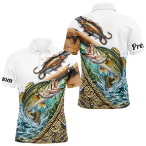T-shirt Pêcheur 3D Bass Personnalisé Carnassier - Prénom Homme - Polo Homme