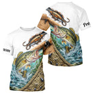 T-shirt Pêcheur 3D Bass Personnalisé Carnassier - Prénom Homme - T-Shirt Homme