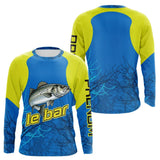 T-shirt Technique Pêche Le Bar - Jaune Bleu Personnalisé - Long Sleeves Homme