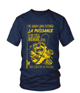 Canne À Pêche, Cadeau Vieil Pêcheur, Ne Jamais Sous-Estimer La Puissance d'Un Vieil Homme - VECHNP005 T-shirt Col Rond Marine