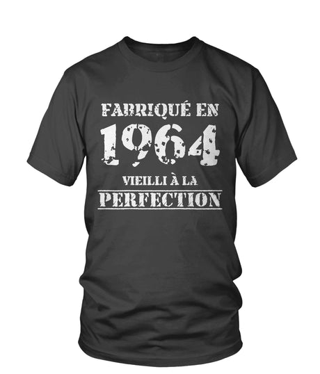 Cadeau Anniversaire, Fête d'Anniversaire, Fabriqué En 1964, Vieilli À La Perfection - VEAGFE1964 T-shirt Col Rond