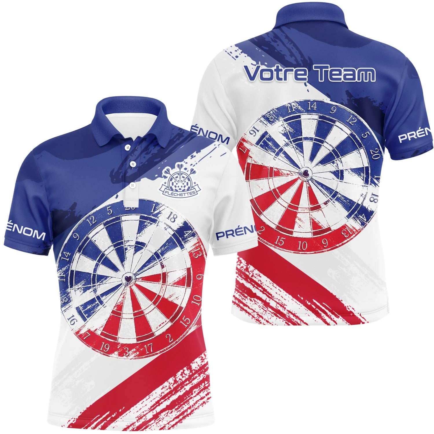 Tenue De Club Fléchettes - Drapeau Français Personnalisé  - Polo Homme