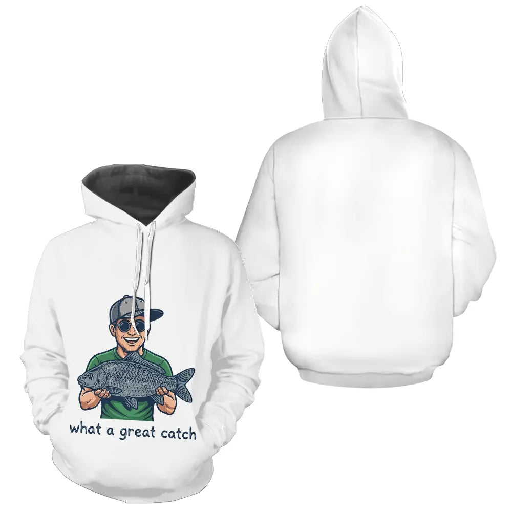 Tenue Pêche Blanc Personnalisé - Papa Passion Texte Dos - Hoodie Homme