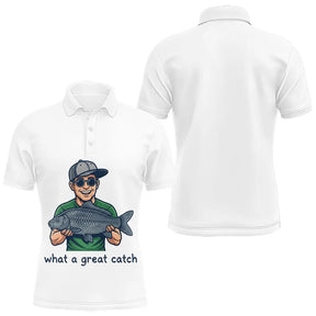 Tenue Pêche Blanc Personnalisé - Papa Passion Texte Dos - Polo Homme