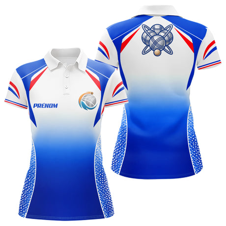 Tenue Pétanque Pro Personnalisé - Équipe Champion Bleu - Polo Femme