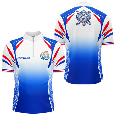 Tenue Pétanque Pro Personnalisé - Équipe Champion Bleu - Polo Zippé Homme