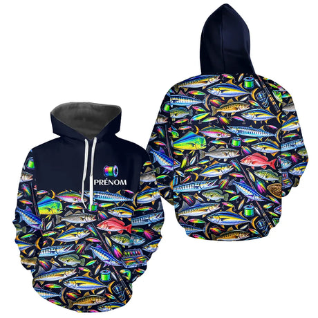 Vêtement Pêche En Mer Et Rivière - Personnalisé Noir - Hoodie Homme