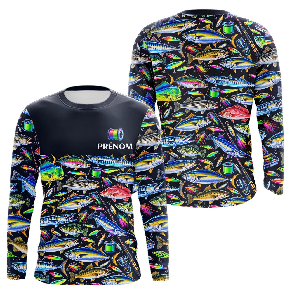 Vêtement Pêche En Mer Et Rivière - Personnalisé Noir - Long Sleeves Homme