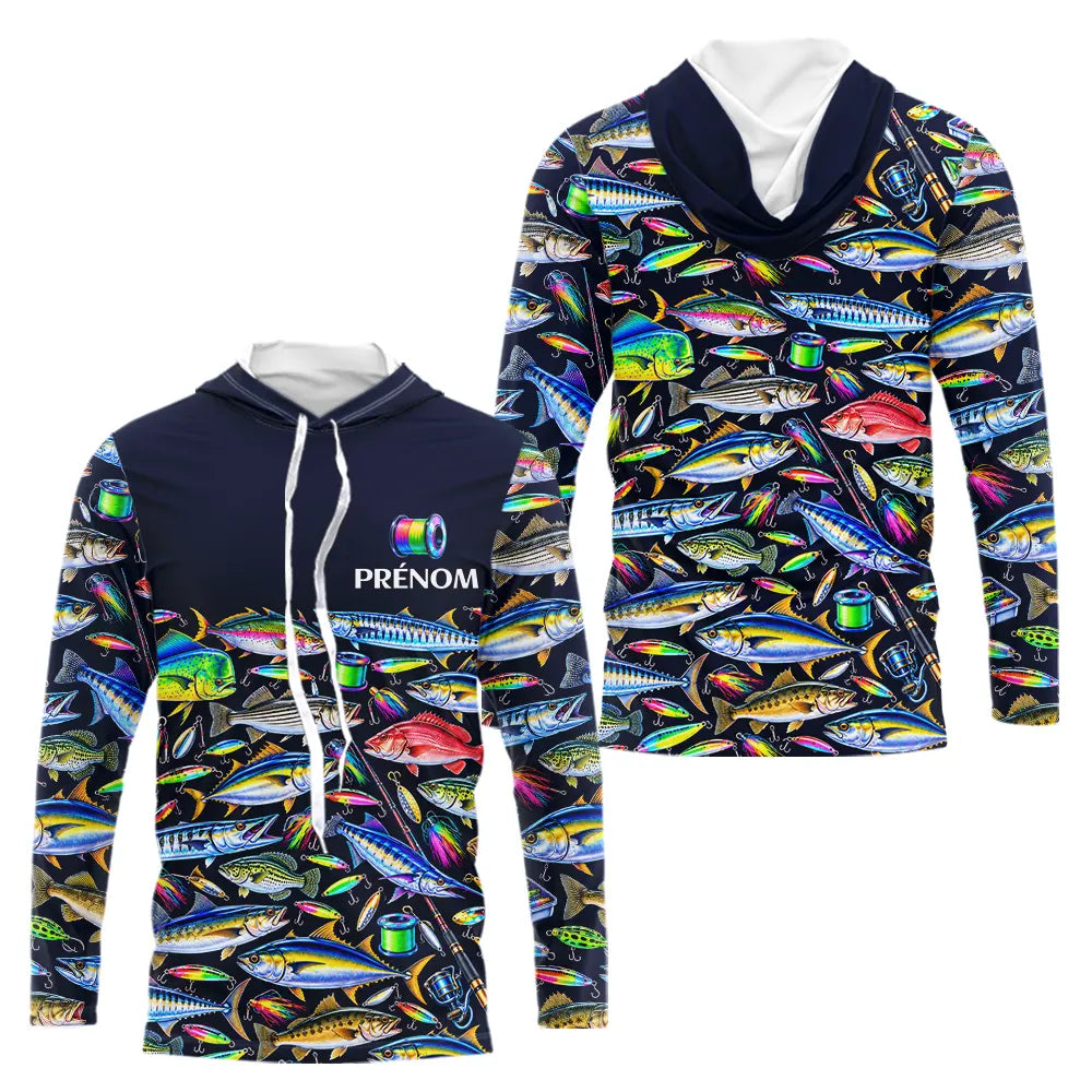 Vêtement Pêche En Mer Et Rivière - Personnalisé Noir - Long Sleeves Hoodie Homme