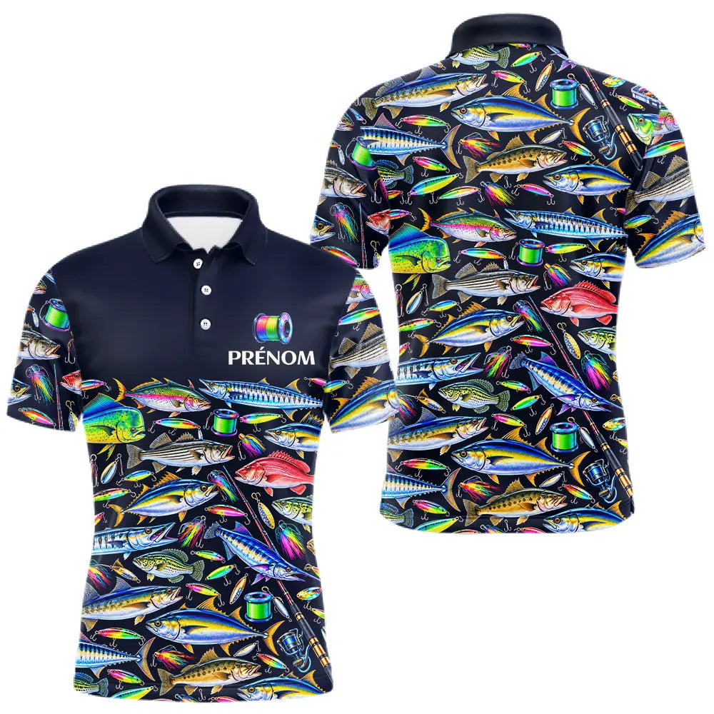 Vêtement Pêche En Mer Et Rivière - Personnalisé Noir - Polo Homme
