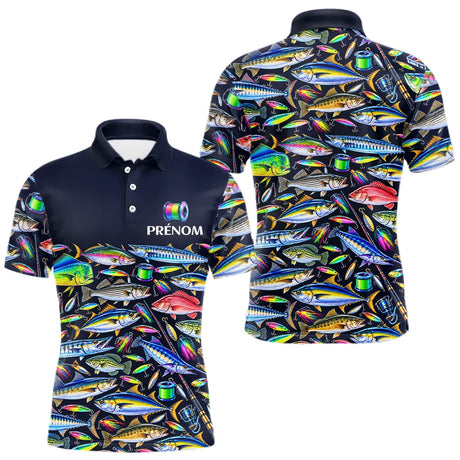 Vêtement Pêche En Mer Et Rivière - Personnalisé Noir - Polo Homme