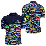Vêtement Pêche En Mer Et Rivière - Personnalisé Noir - Polo Zippé Homme