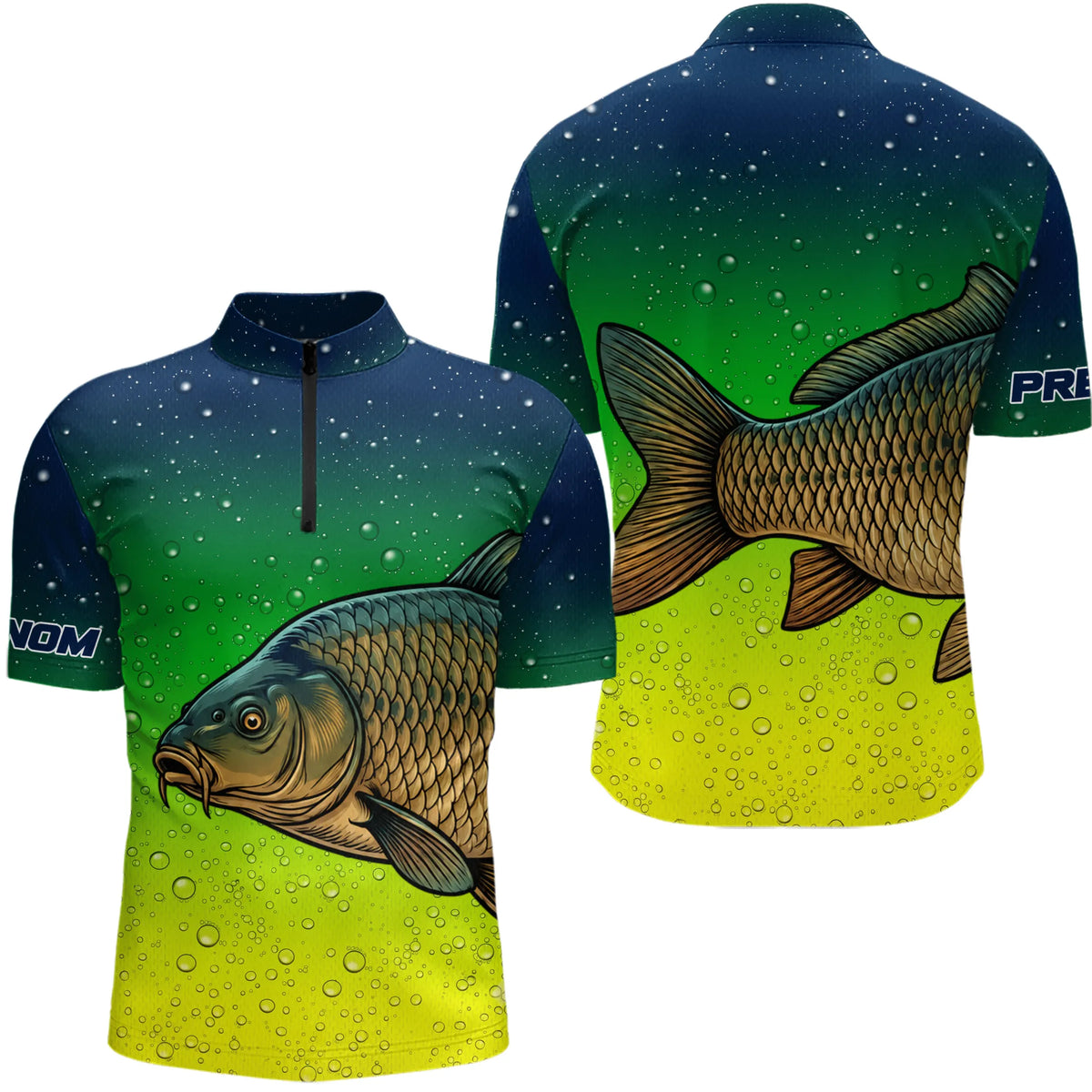 Vêtement Pêche À La Carpe Dégradé Vert - Passionné Homme - Polo Zippé Homme