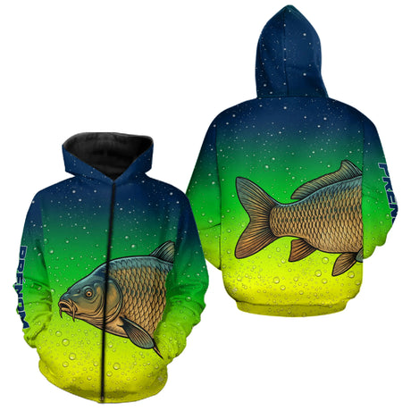 Vêtement Pêche À La Carpe Dégradé Vert - Passionné Homme - Zippé Hoodie Homme