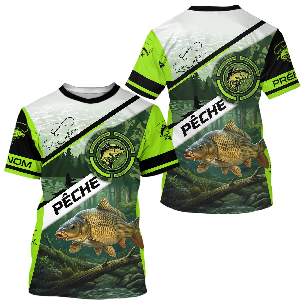 Vêtement Pêcheur Carpiste - Vert Tendance Personnalisable - T-Shirt Homme