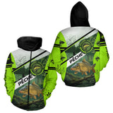 Vêtement Pêcheur Carpiste - Vert Tendance Personnalisable - Zippé Hoodie Homme