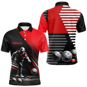 Vêtement Pétanque Club - Homme Femme Noir & Rouge - Polo Homme