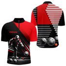 Vêtement Pétanque Club - Homme Femme Noir & Rouge - Polo Zippé Homme