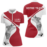 Vêtement Pétanque Homme Femme - Cadeau Passion Rouge & Blanc - Polo Zippé Femme