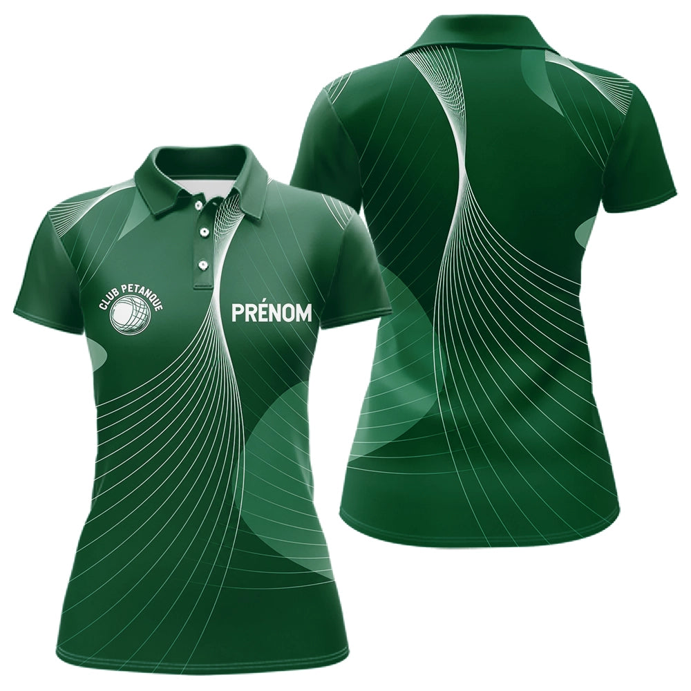 Vêtement Pétanque Personnalisé Vert - Club & Nom - Polo Femme
