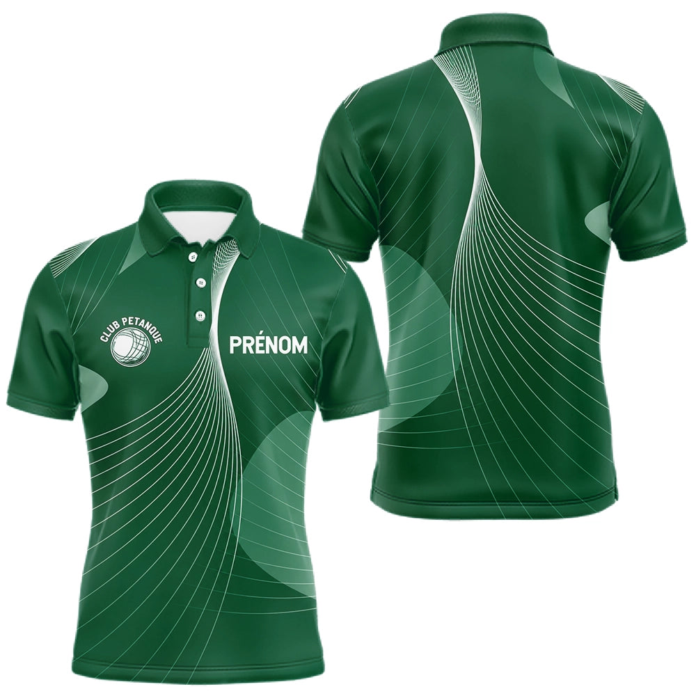 Vêtement Pétanque Personnalisé Vert - Club & Nom - Polo Homme