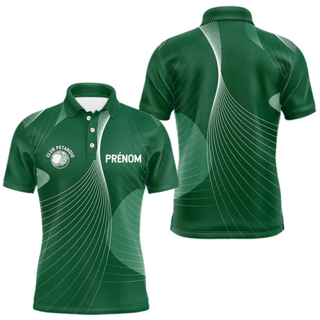 Vêtement Pétanque Personnalisé Vert - Club & Nom - Polo Homme