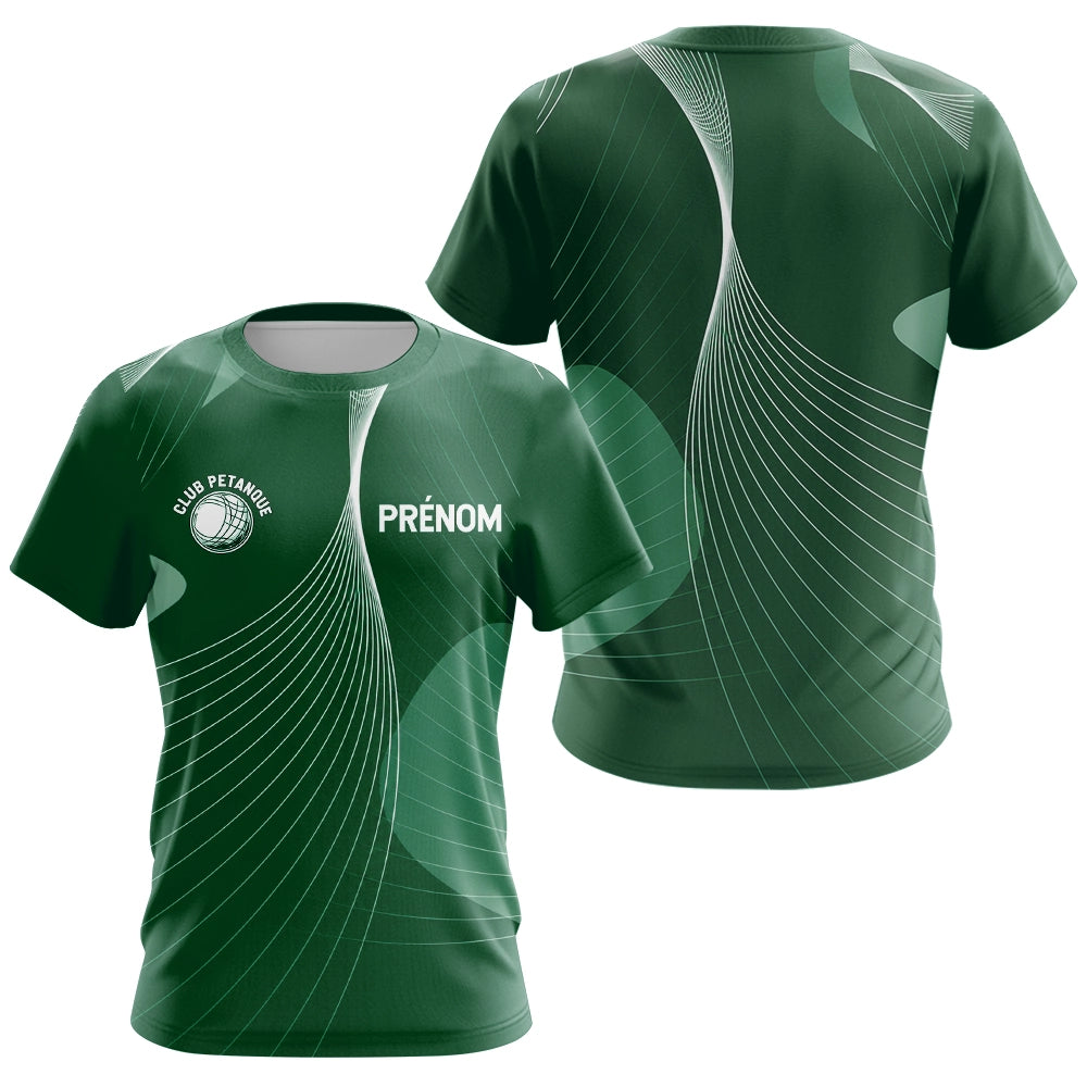 Vêtement Pétanque Personnalisé Vert - Club & Nom - T-Shirt Femme