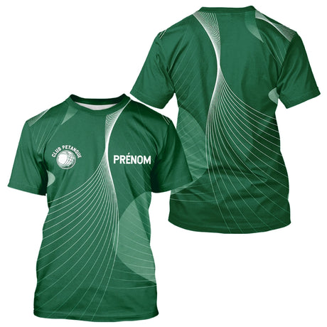 Vêtement Pétanque Personnalisé Vert - Club & Nom - T-Shirt Homme