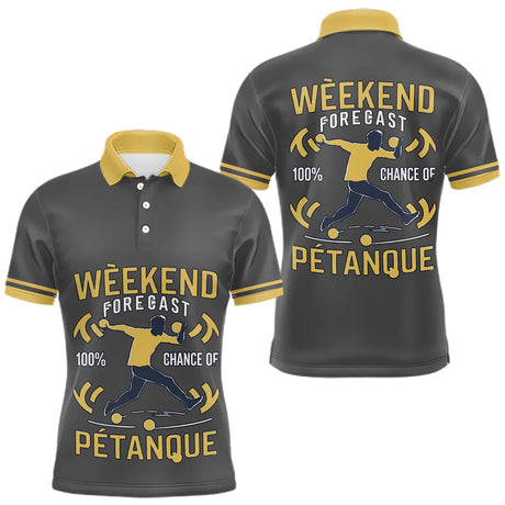 Vêtement Tournoi Pétanque Gris & Jaune - Design Accessoire Joueur - Polo Homme