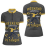 Vêtement Tournoi Pétanque Gris & Jaune - Design Accessoire Joueur - Polo Zippé Femme