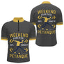 Vêtement Tournoi Pétanque Gris & Jaune - Design Accessoire Joueur - Polo Zippé Homme