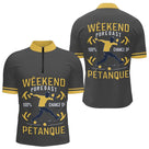 Vêtement Tournoi Pétanque Gris & Jaune - Design Accessoire Joueur - Polo Zippé Homme