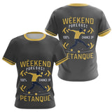 Vêtement Tournoi Pétanque Gris & Jaune - Design Accessoire Joueur - T-Shirt Femme