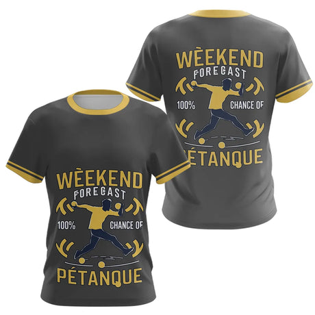 Vêtement Tournoi Pétanque Gris & Jaune - Design Accessoire Joueur - T-Shirt Femme