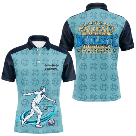 Vetement Pétanque Bleu Personnalisé - Bouliste Parfait - Polo Homme
